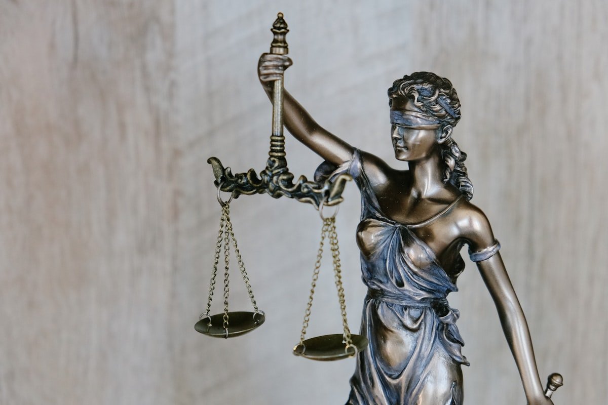 Courtroom justice scales