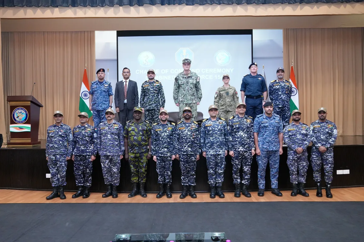 Indian Navy and CMF personnel at the CTF 154 handover