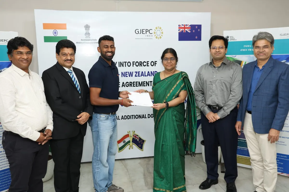 India New Zealand FTA: DGFT Chennai officials and exporters at the flag-off of a gems and jewellery consignment bound for New Zealand