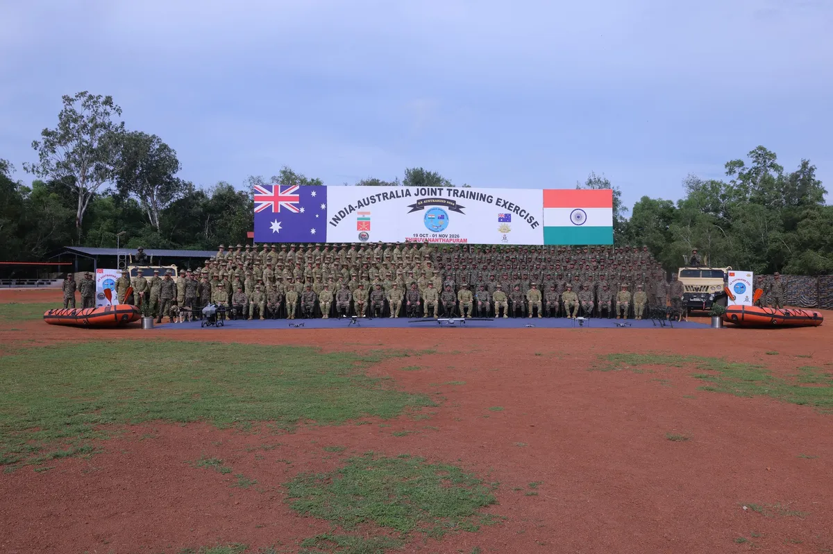AUSTRAHIND 2026: Troops at the opening of the exercise at the Foreign Training Node in Thiruvananthapuram