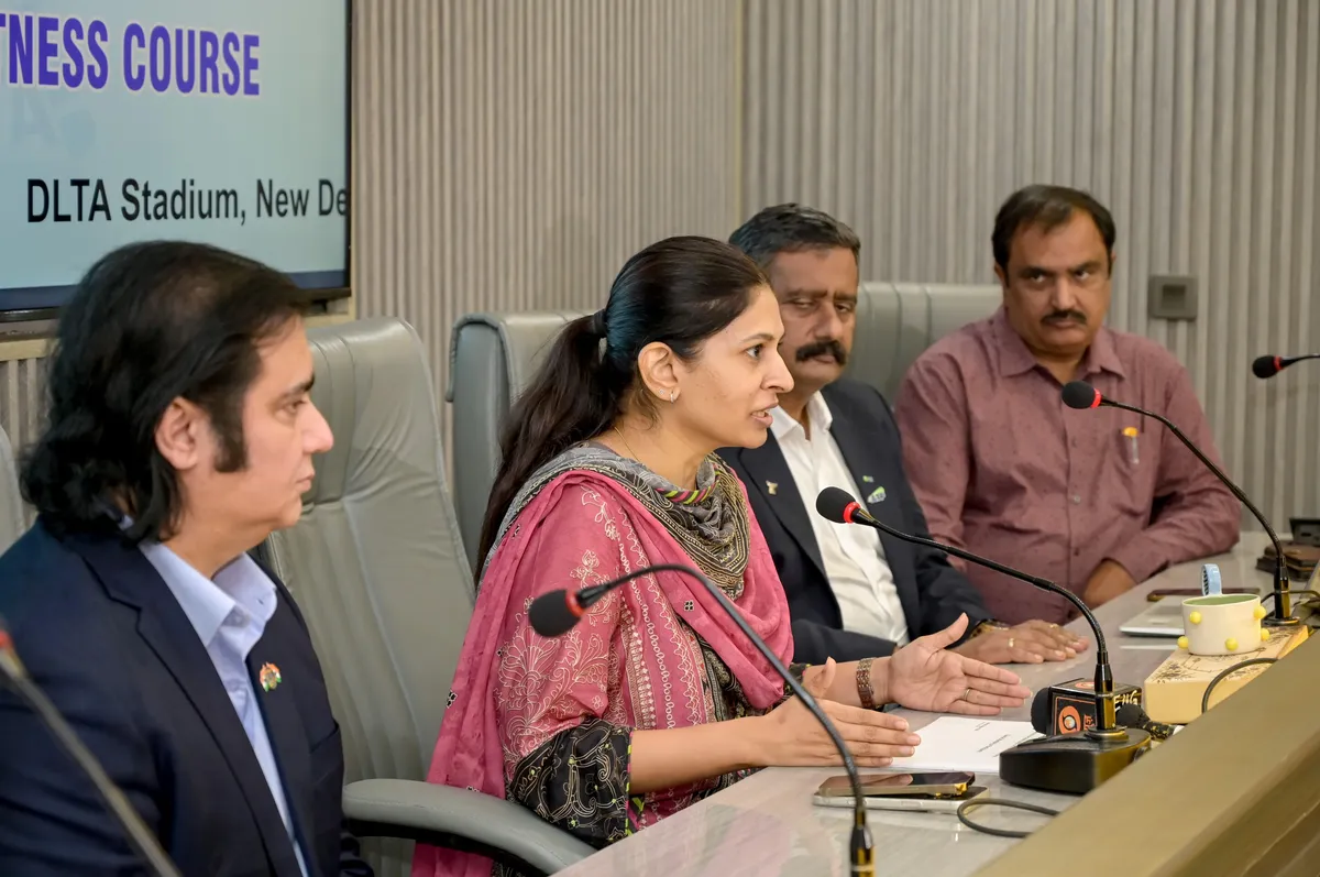 women coaches: MoS Raksha Khadse at the All-Women Coaches Course at DLTA Tennis Stadium, New Delhi