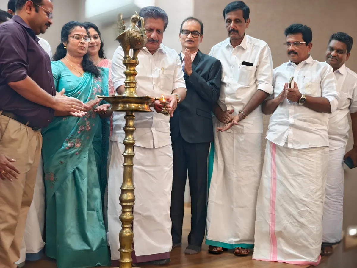 Atoms in the Service of the Nation: Dignitaries light the lamp at the inauguration in Kottayam