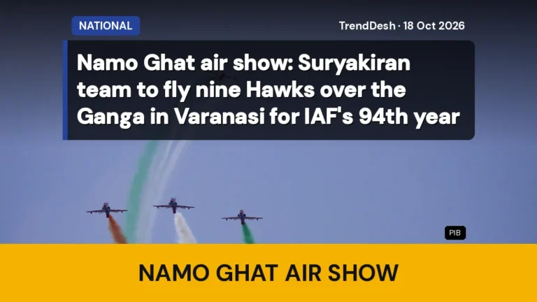 Namo Ghat air show: Suryakiran team to fly nine Hawks over the Ganga in Varanasi for IAF’s 94th year