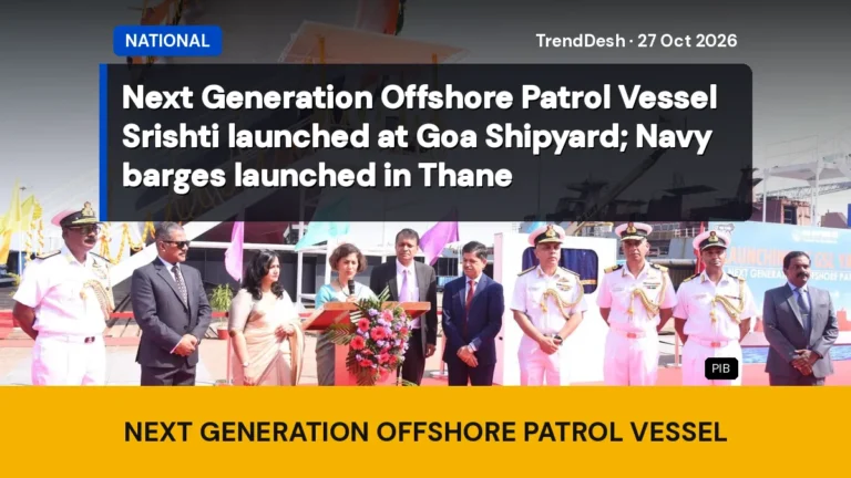 Next Generation Offshore Patrol Vessel Srishti launched at Goa Shipyard; Navy barges launched in Thane
