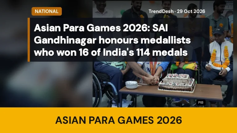 Asian Para Games 2026: SAI Gandhinagar honours medallists who won 16 of India’s 114 medals
