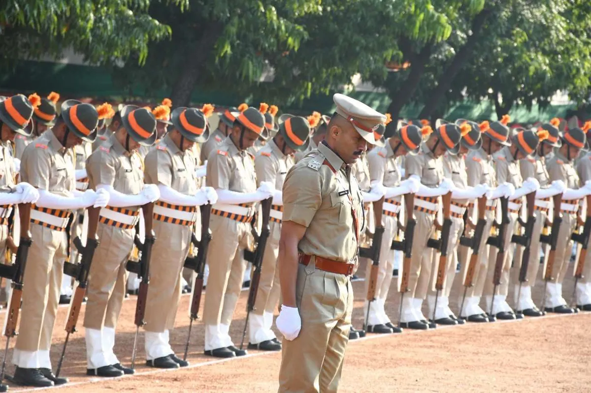 Rajasthan Police: A guard of honour at the Police Commemoration Day ceremony at the Rajasthan Police Academy, Jaipur
