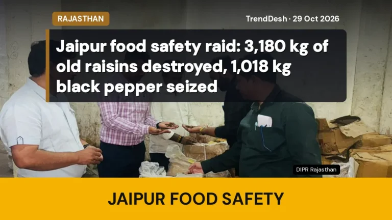 Jaipur food safety raid: 3,180 kg of old raisins destroyed, 1,018 kg black pepper seized