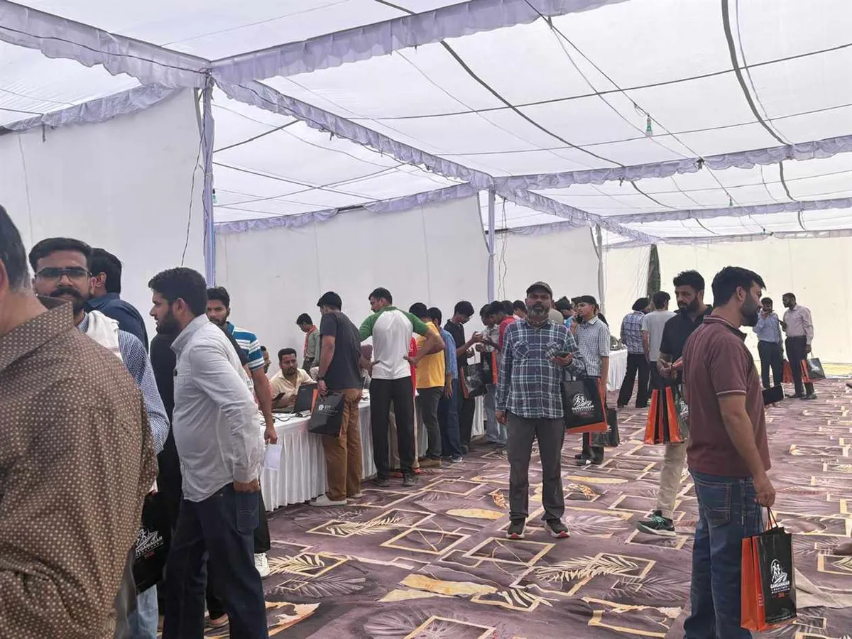 Ganganagar Marathon: Runners collect kits at the Ganganagar Marathon bib expo at Police Lines, Sri Ganganagar