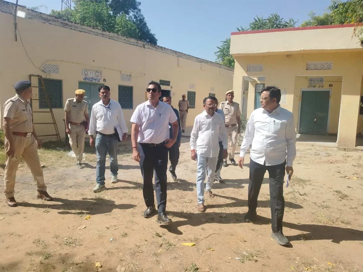 Rajasthan panchayat election: Photograph released by DIPR Rajasthan of the district election officer's polling station visit