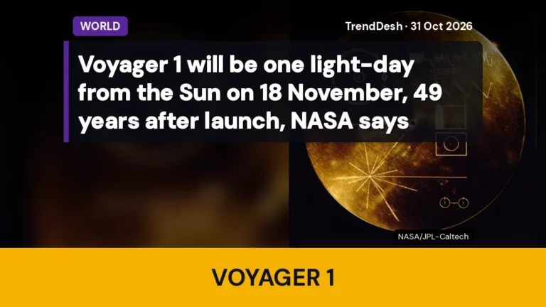 Voyager 1 will be one light-day from the Sun on 18 November, 49 years after launch, NASA says
